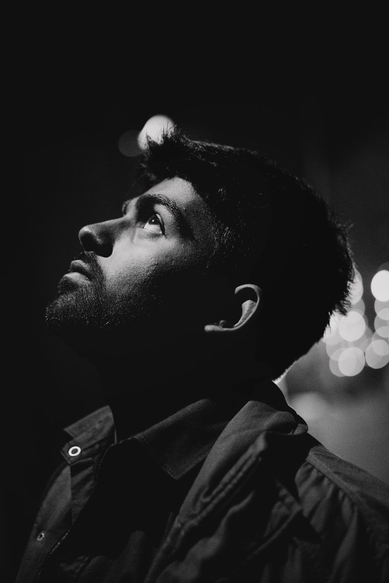 Monochrome Photo of Man Looking Up &middot; Free Stock Photo
