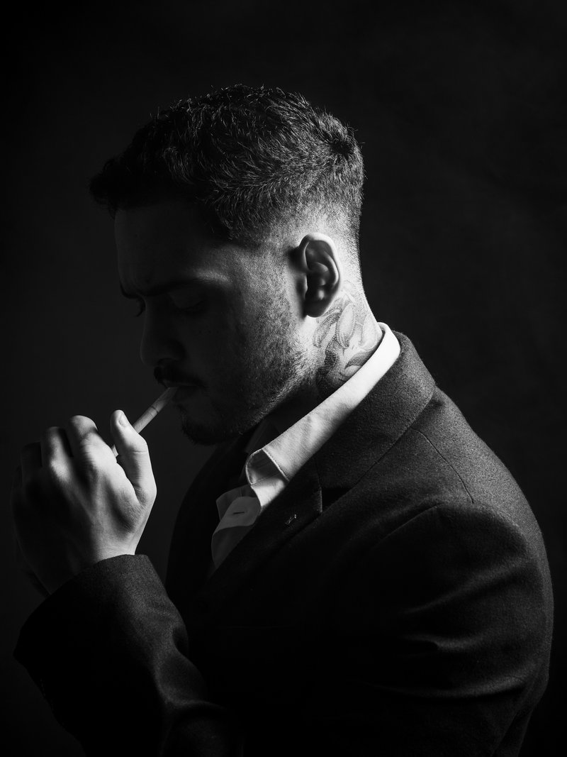 Moody Black and White Portrait of Man Smoking &middot; Free Stock Photo