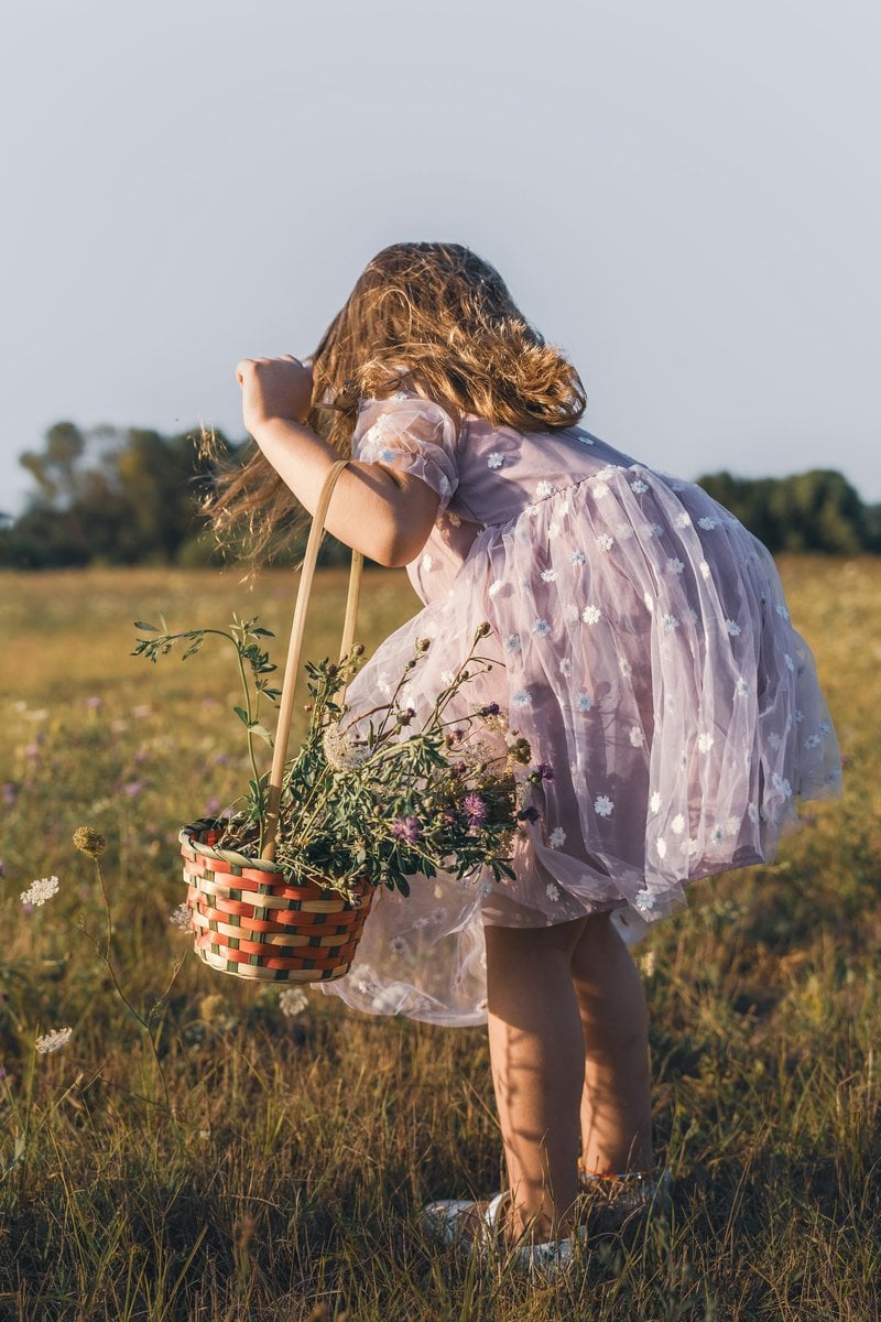A little girl holding a basket full of flowers - Free Photo on Unsplash